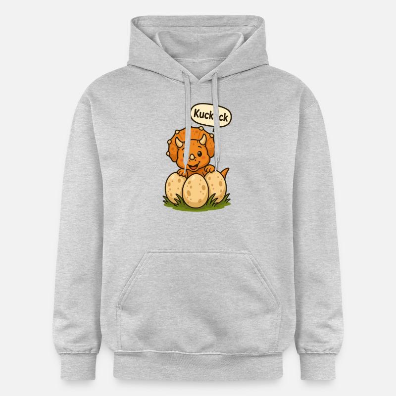 Coucou Le Joyeux Tricératops - Sweat à capuche Softstyle® Gildan Unisexe - gris clair chiné