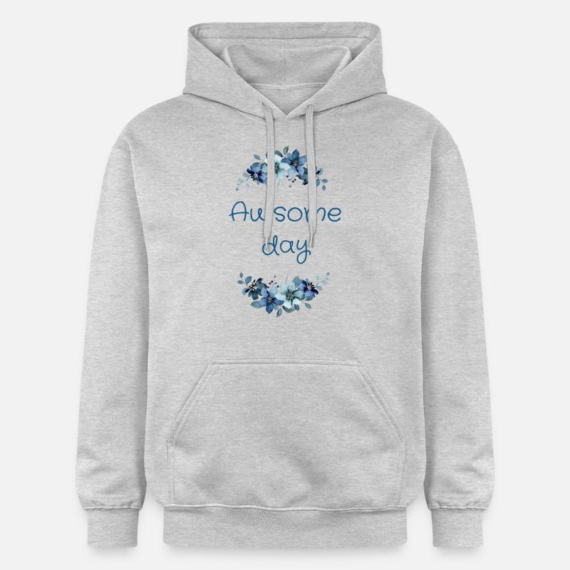 Journée géniale (fleurs bleues) - Sweat à capuche Softstyle® Gildan Unisexe - gris clair chiné