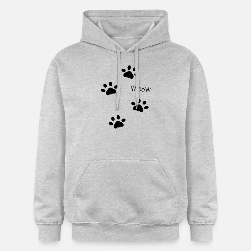 DZ0001 Miaou Pattes de Chat - Sweat à capuche Softstyle® Gildan Unisexe - gris clair chiné