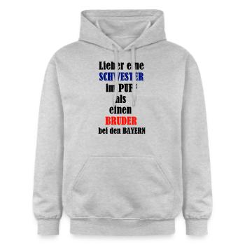 Lieber Schwester im Puff als Bruder bei Bayern! - Gildan Unisex Softstyle® Midweight Hoodie - Hellgrau meliert - Vorne - Liana (172cm) & Jaron (178cm)