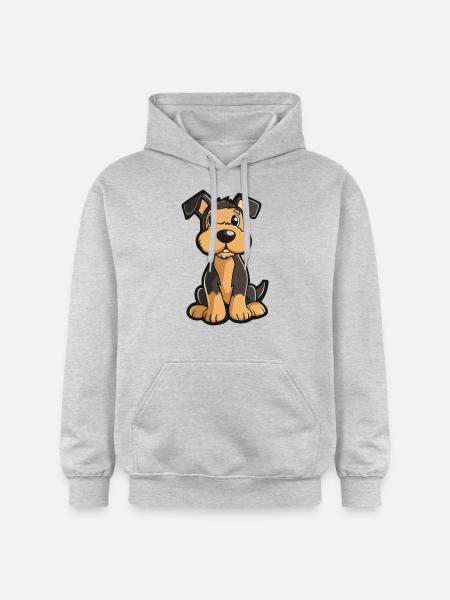 Airedale Terrier Hund Comic Niedlich - Gildan Unisex Softstyle® Midweight Hoodie - Hellgrau meliert