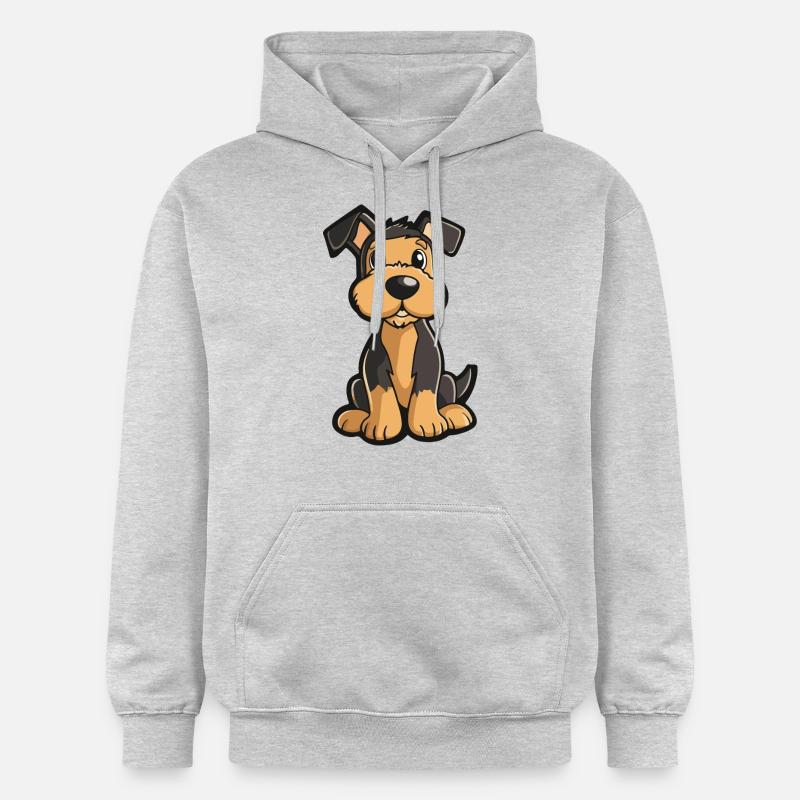 Airedale Terrier Hund Comic Niedlich - Gildan Unisex Softstyle® Midweight Hoodie - Hellgrau meliert
