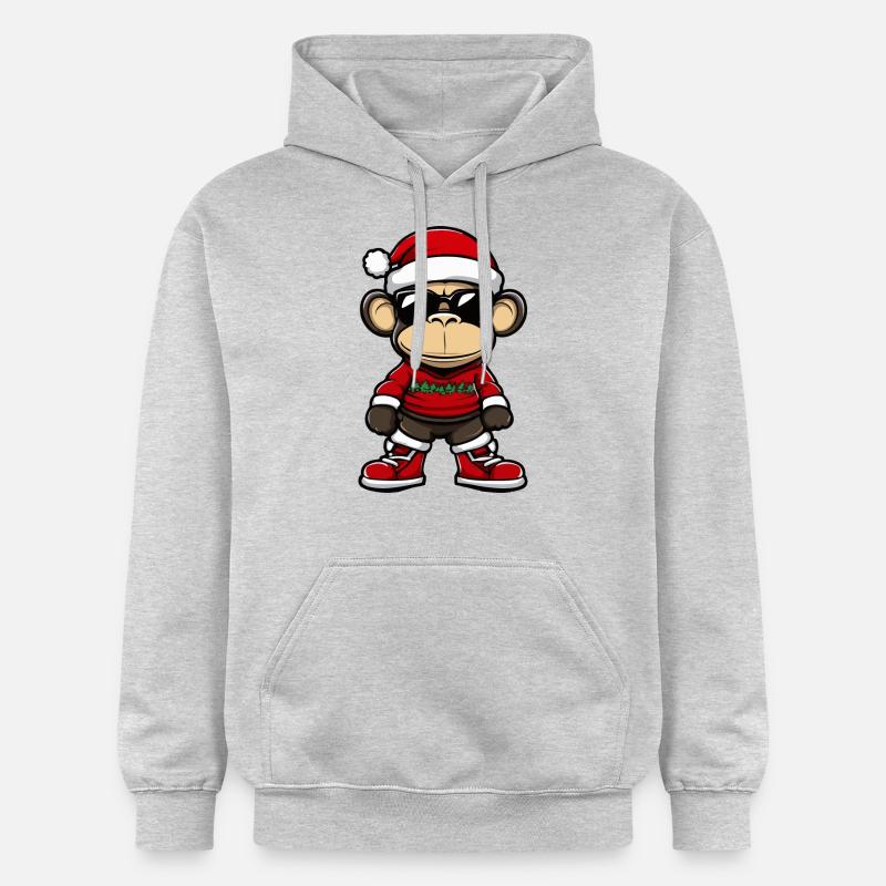 Singe Noël Noël - Sweat à capuche Softstyle® Gildan Unisexe - gris clair chiné