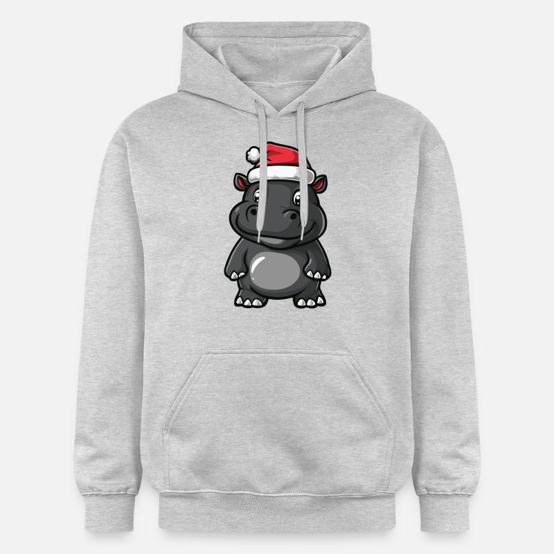 Hippopotame Noël - Sweat à capuche Softstyle® Gildan Unisexe - gris clair chiné