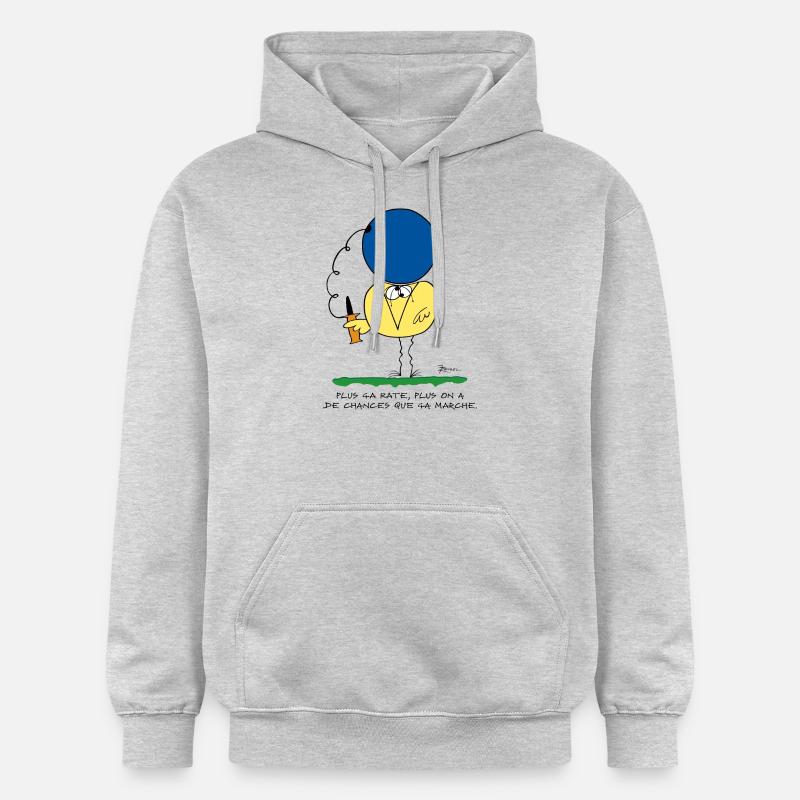 Plus ça rate, plus ça marche - Sweat à capuche Softstyle® Gildan Unisexe - gris clair chiné