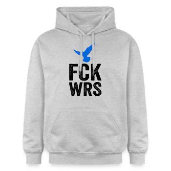FCK WRS - Sweat à capuche Softstyle® Gildan Unisexe - gris clair chiné - Devant - Liana (172cm) & Jaron (178cm)