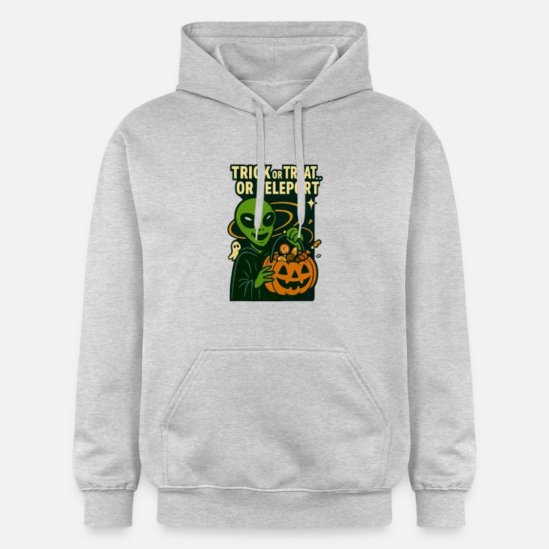 Alien Halloween T-Shirt – Süßes oder Saures... oder... - Gildan Unisex Softstyle® Midweight Hoodie - Hellgrau meliert