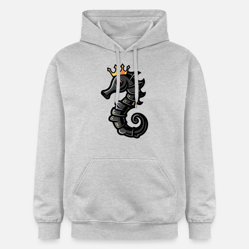 Couronne de bande dessinée hippocampe - Sweat à capuche Softstyle® Gildan Unisexe - gris clair chiné