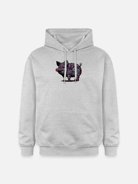 Buntes Schwein - Gildan Unisex Softstyle® Midweight Hoodie - Hellgrau meliert