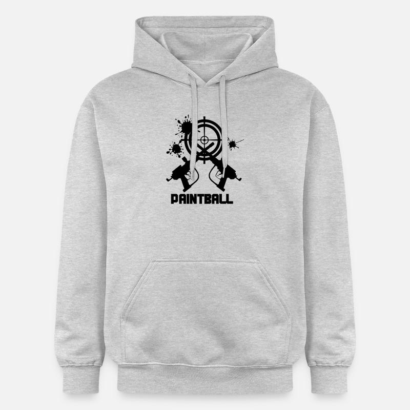 Cible de paintball avec deux pistolets - Sweat à capuche Softstyle® Gildan Unisexe - gris clair chiné