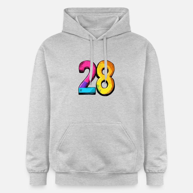 28 Symbole numérique - Sweat à capuche Softstyle® Gildan Unisexe - gris clair chiné