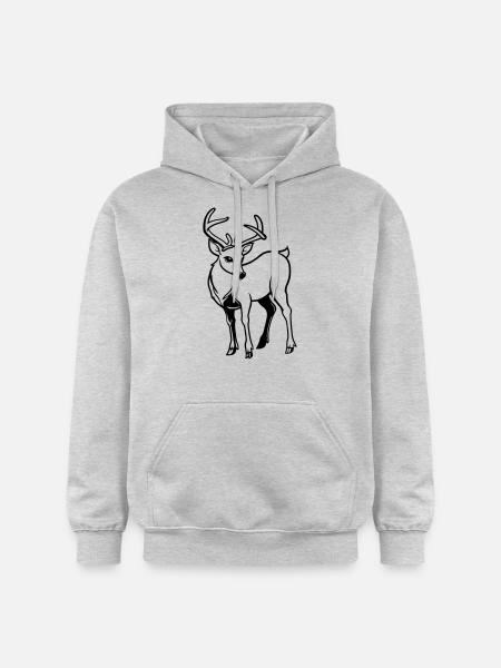reh hirsch comic - Gildan Unisex Softstyle® Midweight Hoodie - Hellgrau meliert