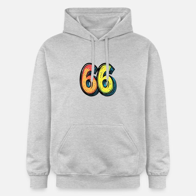 66 Symbole numérique - Sweat à capuche Softstyle® Gildan Unisexe - gris clair chiné