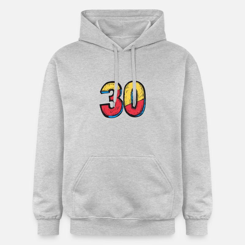30 Symbole numérique - Sweat à capuche Softstyle® Gildan Unisexe - gris clair chiné