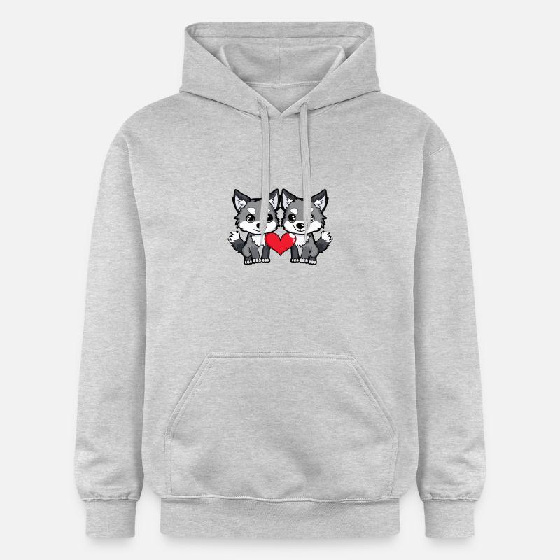 Couple de loups Saint-Valentin - Sweat à capuche Softstyle® Gildan Unisexe - gris clair chiné