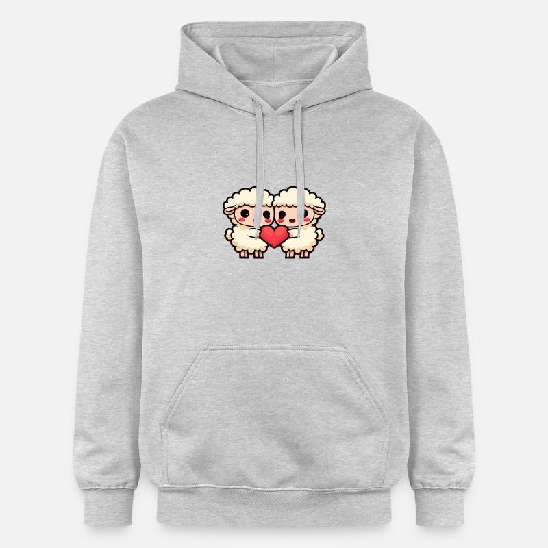 Couple de moutons Saint-Valentin - Sweat à capuche Softstyle® Gildan Unisexe - gris clair chiné