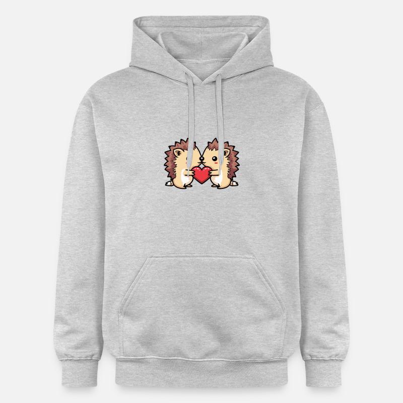 Couple de hérissons Saint-Valentin - Sweat à capuche Softstyle® Gildan Unisexe - gris clair chiné