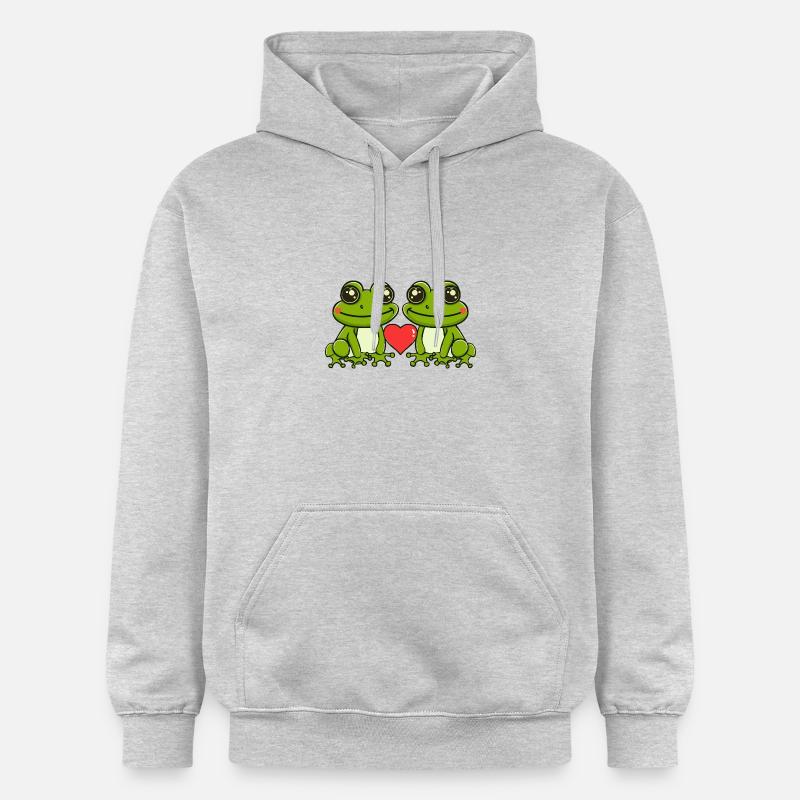 Grenouille Couple Saint-Valentin - Sweat à capuche Softstyle® Gildan Unisexe - gris clair chiné