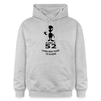 living next door to aliens - Gildan Unisex Softstyle® Midweight Hoodie - Hellgrau meliert - Vorne - Liana (172cm) & Jaron (178cm)