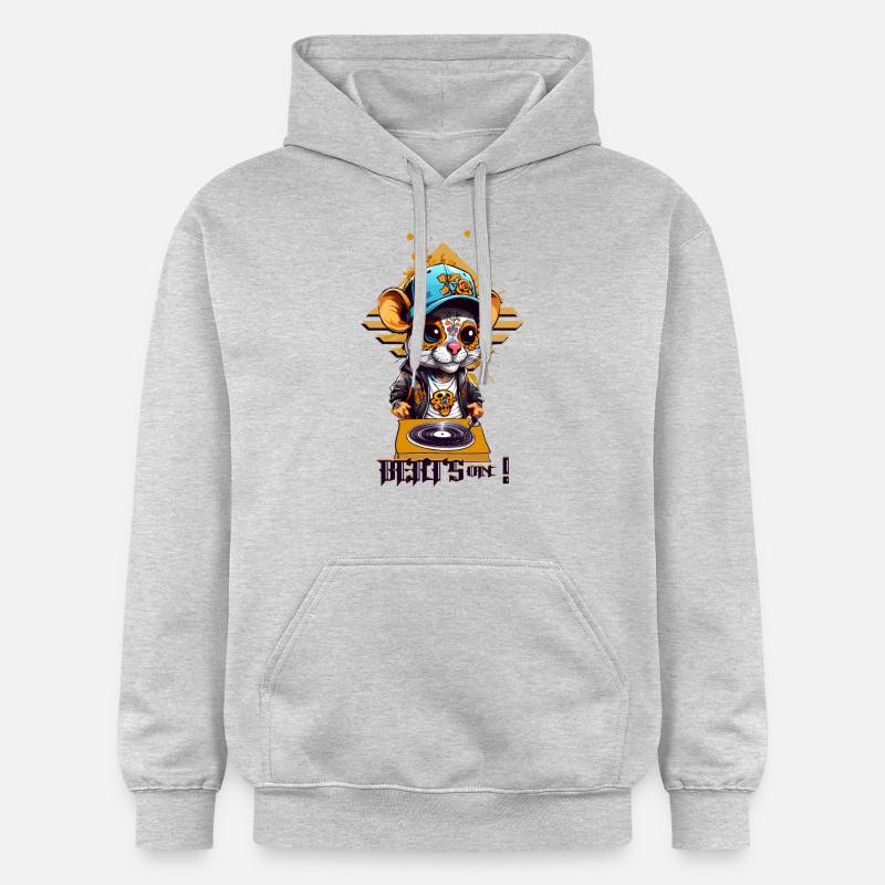 Rat DJ mignon - Sweat à capuche Softstyle® Gildan Unisexe - gris clair chiné