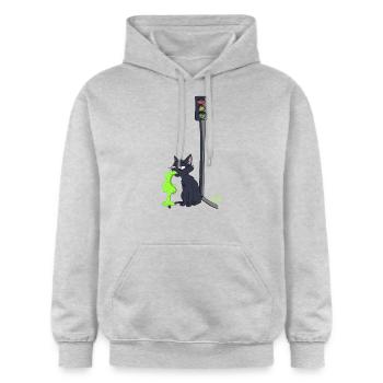 Sick Cat Viazoo - Gildan Unisex Softstyle® Midweight Hoodie - light heather grey - Front - Liana (172cm) & Jaron (178cm)
