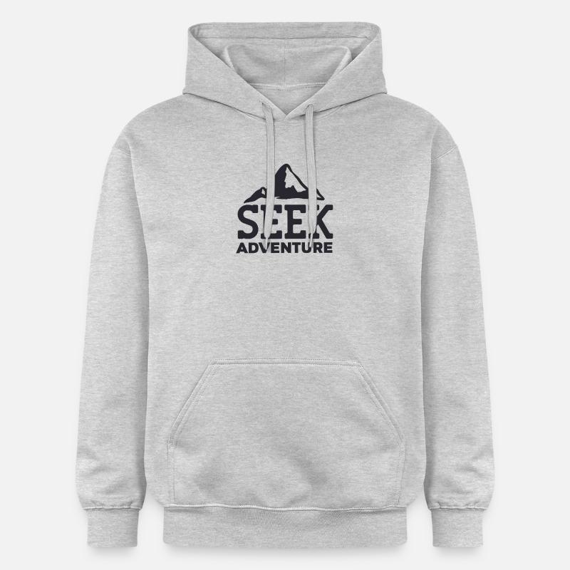 Cherche l'aventure - Voyage message inspirant - Sweat à capuche Softstyle® Gildan Unisexe - gris clair chiné
