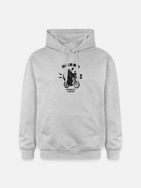 Radfahrender Panda Shibuya Tokyo - Gildan Unisex Softstyle® Midweight Hoodie - Hellgrau meliert