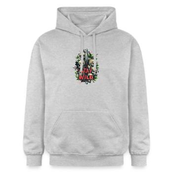 Stay Wild Knife Messer Lebensmotto - Gildan Unisex Softstyle® Midweight Hoodie - Hellgrau meliert - Vorne - Liana (172cm) & Jaron (178cm)