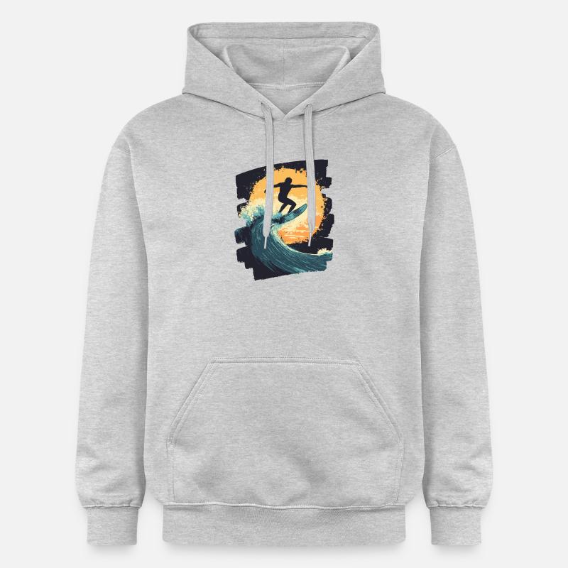 Surfeur Surf Planche de surf Surf - Sweat à capuche Softstyle® Gildan Unisexe - gris clair chiné