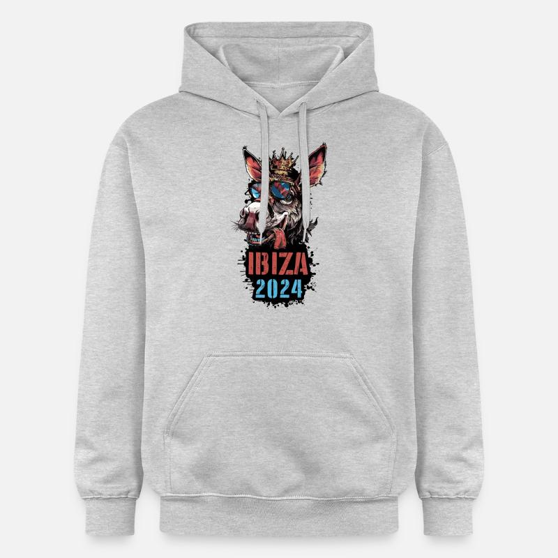 Ibiza 2024 Âne de vacances - Sweat à capuche Softstyle® Gildan Unisexe - gris clair chiné
