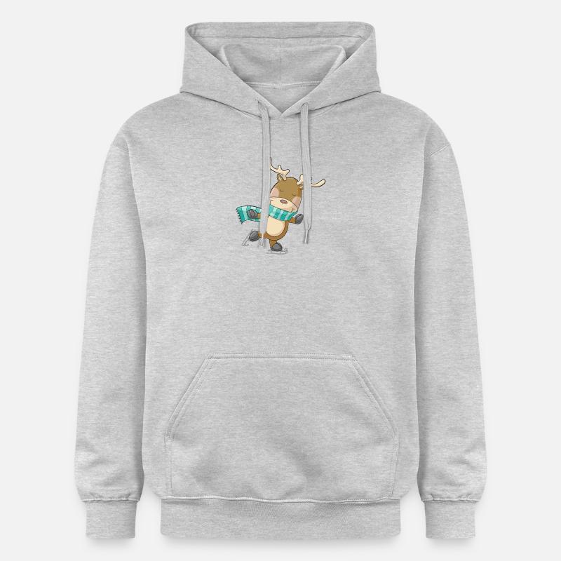 Patinage de rennes comique mignon - Sweat à capuche Softstyle® Gildan Unisexe - gris clair chiné