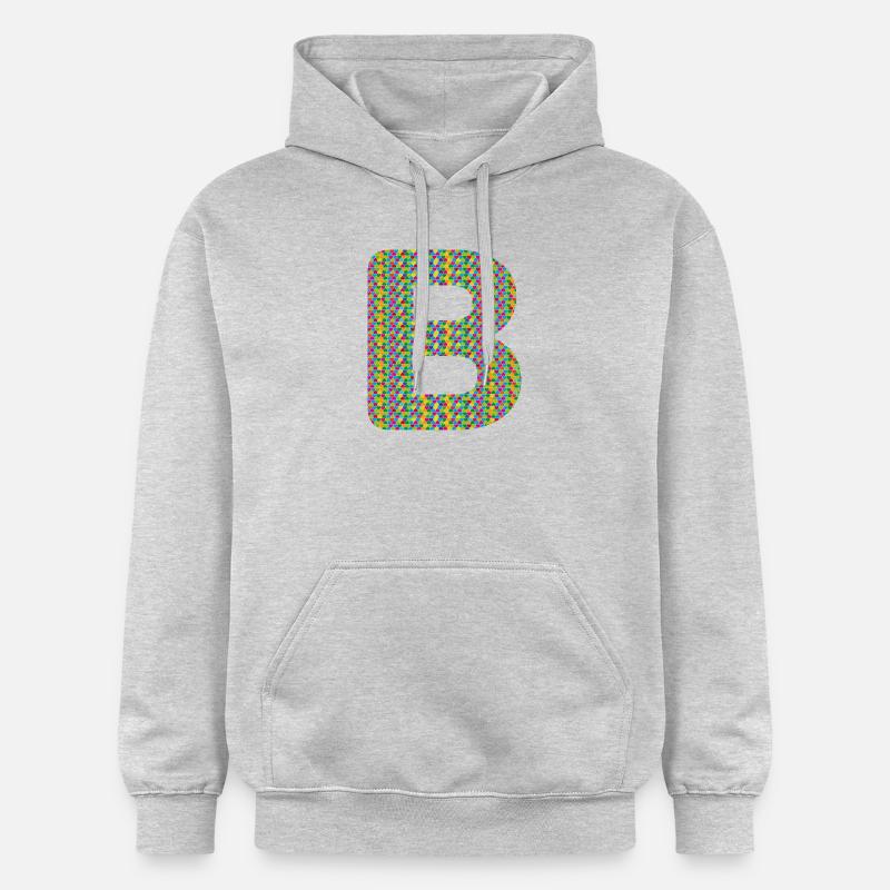 Buntes Herz-B Design – Einzigartig & Stylisch! - Gildan Unisex Softstyle® Midweight Hoodie - Hellgrau meliert