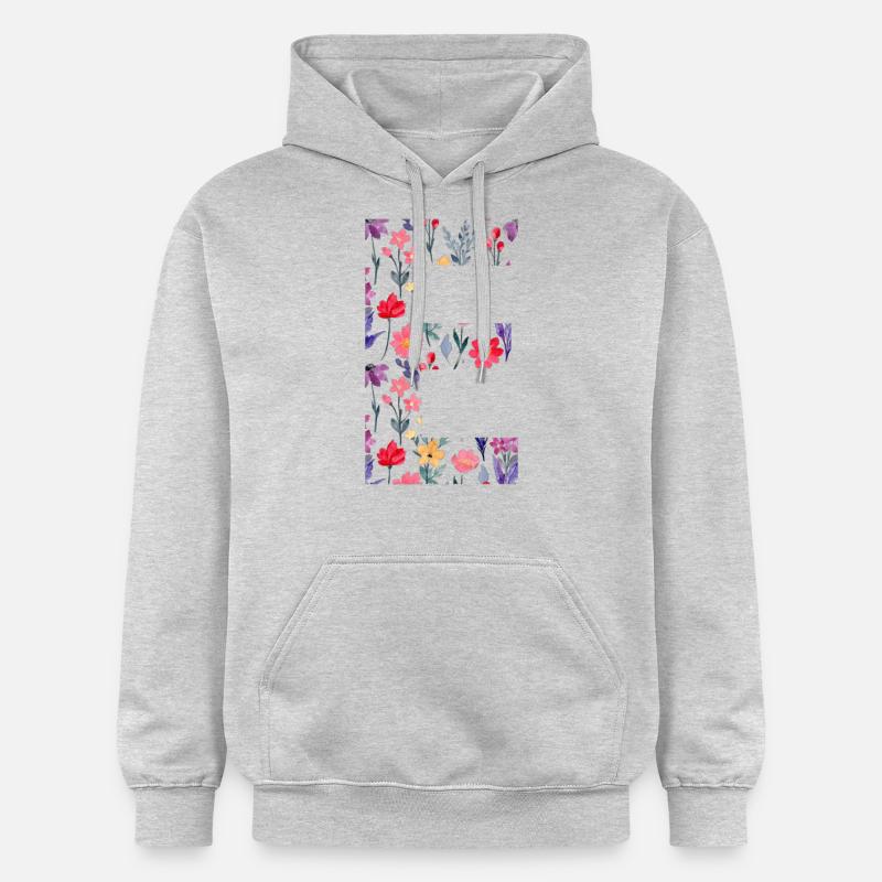 Personalisierter Blumenbuchstabe E - Geschenkidee - Gildan Unisex Softstyle® Midweight Hoodie - Hellgrau meliert
