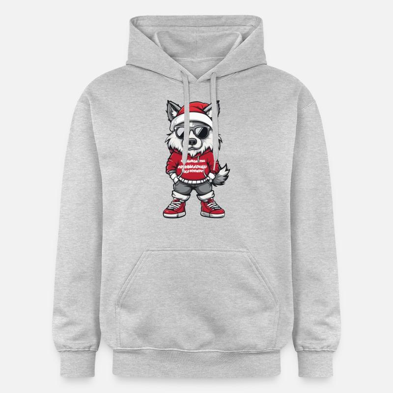Noël loup Noël - Sweat à capuche Softstyle® Gildan Unisexe - gris clair chiné