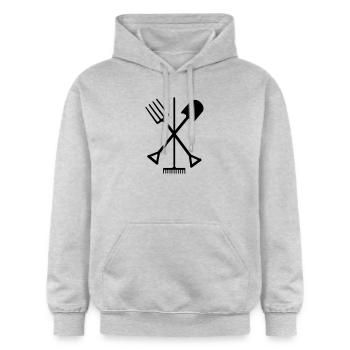 Outils de jardin pelle râteau et fourche croisée - Sweat à capuche Softstyle® Gildan Unisexe - gris clair chiné - Devant - Liana (172cm) & Jaron (178cm)