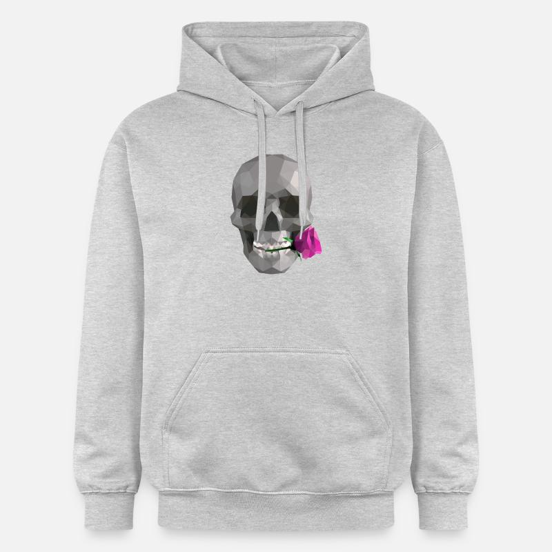Low Poly Grey Skull – Geometrisch-Romantisch-Gothic - Gildan Unisex Softstyle® Midweight Hoodie - Hellgrau meliert