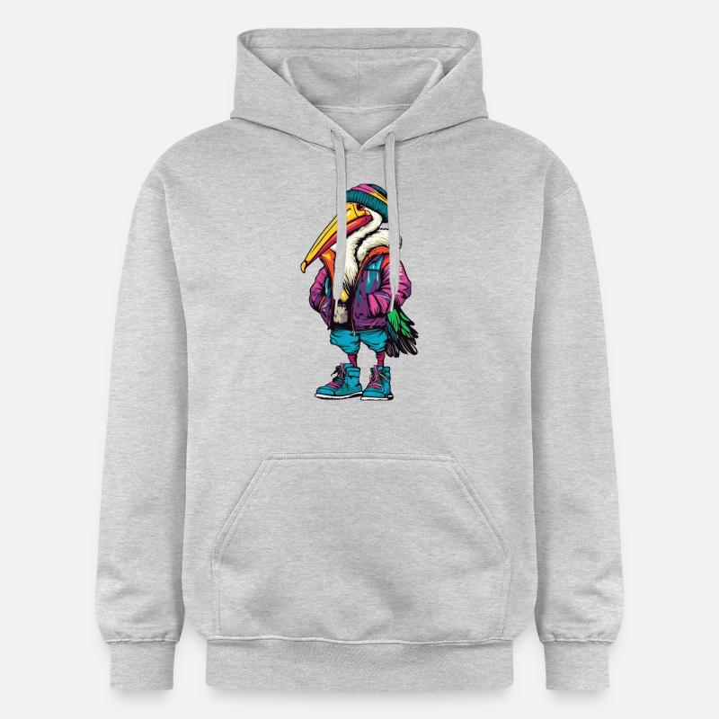 Pélican Oiseau Mode Hiver - Sweat à capuche Softstyle® Gildan Unisexe - gris clair chiné