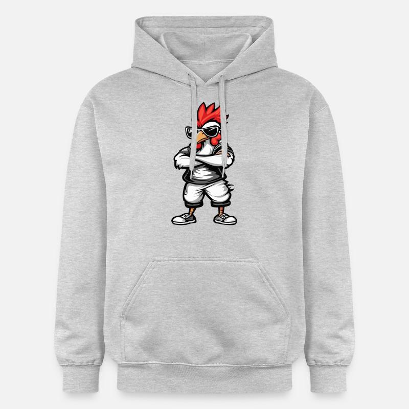 Coq Bande Dessinée Cool - Sweat à capuche Softstyle® Gildan Unisexe - gris clair chiné