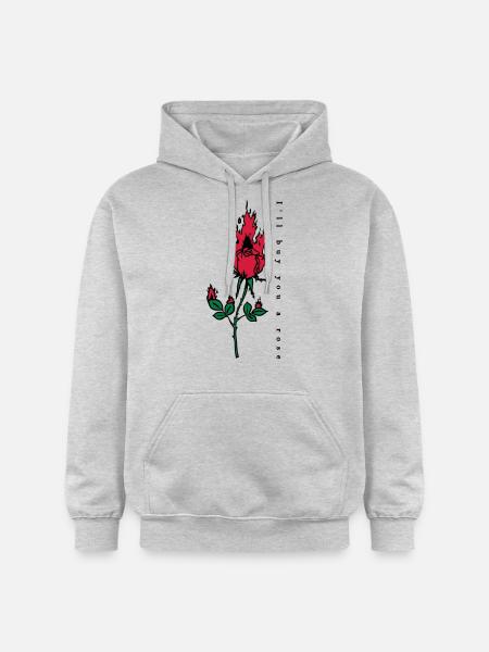 Burning Rose Print - Gildan Unisex Softstyle® Midweight Hoodie - light heather grey