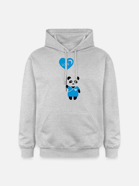 Pärchenshirt "Panda" Junge - Gildan Unisex Softstyle® Midweight Hoodie - Hellgrau meliert