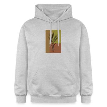 Weizen Ähren Line Art – Botanisches Design - Gildan Unisex Softstyle® Midweight Hoodie - Hellgrau meliert - Vorne - Liana (172cm) & Jaron (178cm)