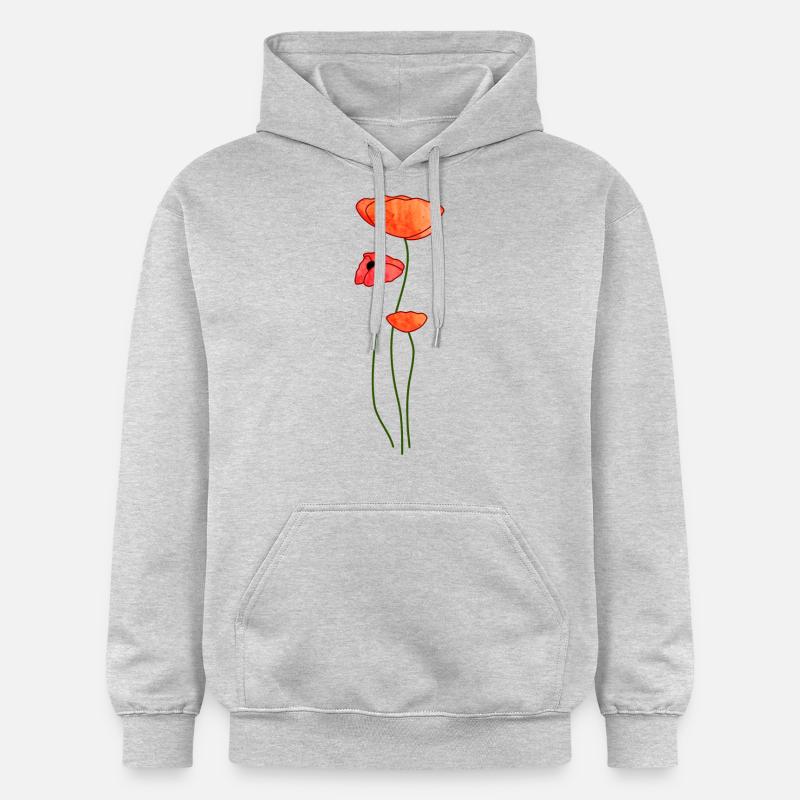 Trois fleurs de pavot - Sweat à capuche Softstyle® Gildan Unisexe - gris clair chiné