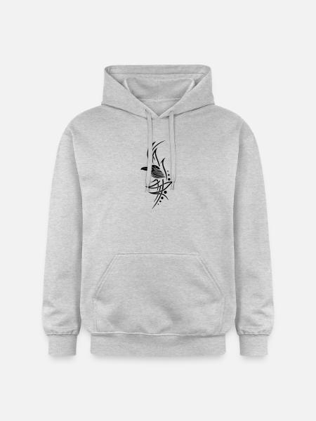 Tribal, tattoo with crows head. - Gildan Unisex Softstyle® Midweight Hoodie - light heather grey