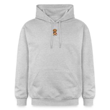 Pixel MiniBear Belgium - Sweat à capuche Softstyle® Gildan Unisexe - gris clair chiné - Devant - Liana (172cm) & Jaron (178cm)