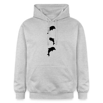 dolphins - Gildan Unisex Softstyle® Midweight Hoodie - Hellgrau meliert - Vorne - Liana (172cm) & Jaron (178cm)