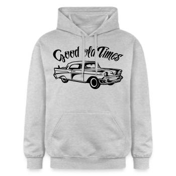 Früher war alles besser - die guten alten Zeiten! - Gildan Unisex Softstyle® Midweight Hoodie - Hellgrau meliert - Vorne - Liana (172cm) & Jaron (178cm)