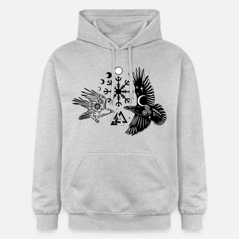 Hugin et Munin avec Vegvisir Valknut - Sweat à capuche Softstyle® Gildan Unisexe - gris clair chiné