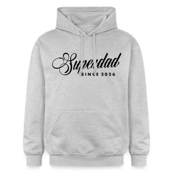 Superdad Papa Vater 2026 Baby - Gildan Unisex Softstyle® Midweight Hoodie - Hellgrau meliert - Vorne - Liana (172cm) & Jaron (178cm)