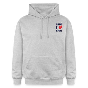 Dans le cul Lulu - Sweat à capuche Softstyle® Gildan Unisexe - gris clair chiné - Devant - Liana (172cm) & Jaron (178cm)