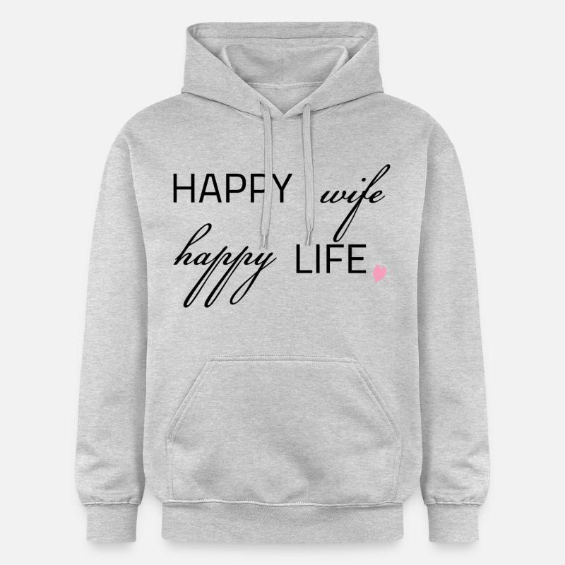Femme heureuse, vie heureuse - Sweat à capuche Softstyle® Gildan Unisexe - gris clair chiné